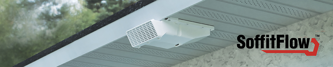 SoffitFlow pushes bathroom exhaust out past the fascia to help prevent dangerous attic mold.